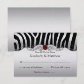 3,5x5 Noir Argent Zèbre Rouge Bijou RSVP (Devant / Derrière)