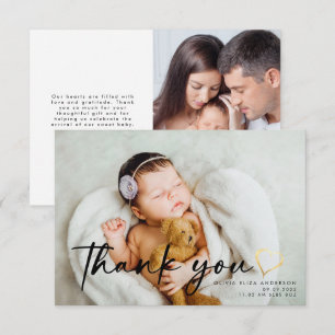 3.5x5 Nouveau bébé photo Gold Heart Merci