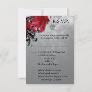 3,5x5 R.S.V.P. Card Red Masquerade-masker RSVP Kaartje
