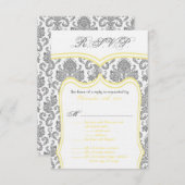 3,5x5 R.S.V.P. Card Wedding Damask RSVP Kaartje (Voorkant / Achterkant)