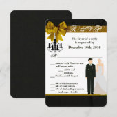 3.5x5 R.S.V.P. kaart ARMY uniform verloofde bruid  (Voorkant / Achterkant)