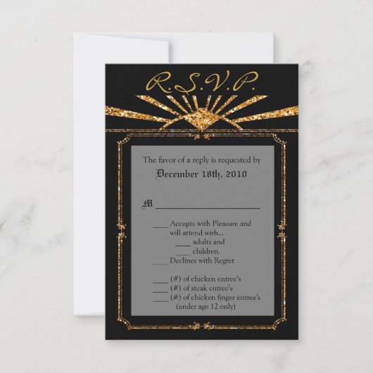 3.5x5 R.S.V.P. Kaart Art Deco Roaring 20s GATSBY (Voorkant)