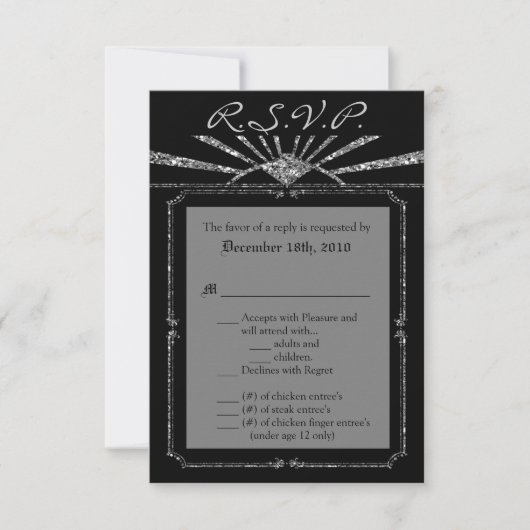 3.5x5 R.S.V.P. Kaart Art Deco Roaring 20s GATSBY (Voorkant)