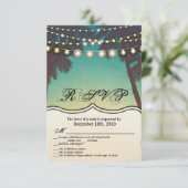 3.5x5 R.S.V.P. Kaart Beach Sunset Palm Trees Strin (Staand voorkant)