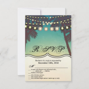 3.5x5 R.S.V.P. Kaart Beach Sunset Palm Trees Strin