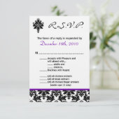 3.5x5 R.S.V.P. Kaart Black Purple Damask (Staand voorkant)