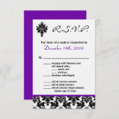 3.5x5 R.S.V.P. Kaart Black Purple Damask (Voorkant / Achterkant)