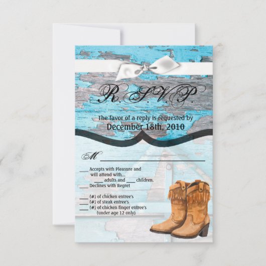 3.5x5 R.S.V.P. Kaart Blauw Houten Schuurdeurlaarze (Voorkant)