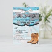 3.5x5 R.S.V.P. Kaart Blauw Houten Schuurdeurlaarze (Staand voorkant)