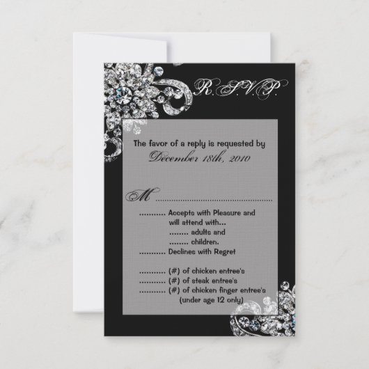 3.5x5 R.S.V.P. Kaart Diamond Sieraden Ketting Brac (Voorkant)