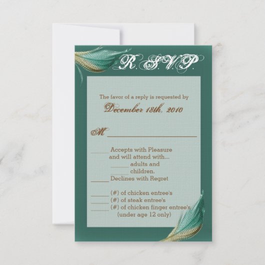 3.5x5 R.S.V.P. Kaart Dierlijke Kwartel Veer Vogel (Voorkant)