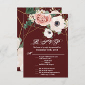 3.5x5 R.S.V.P. Kaart Geometric Garden Roos Wine (Voorkant / Achterkant)