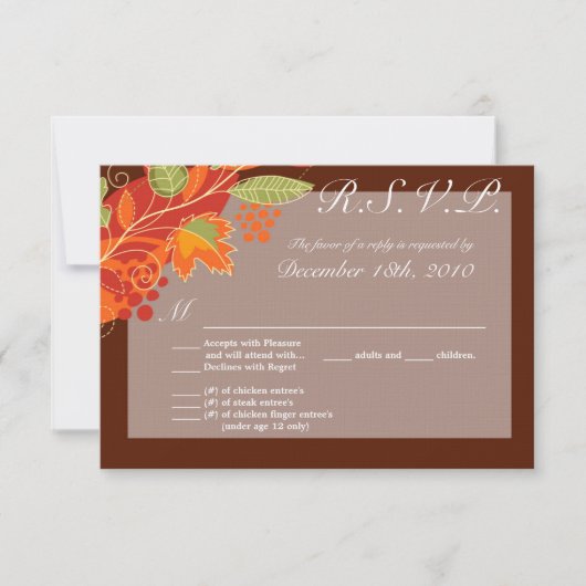 3.5x5 R.S.V.P. Kaart Herfstbladeren Herfst Bloemen (Voorkant)