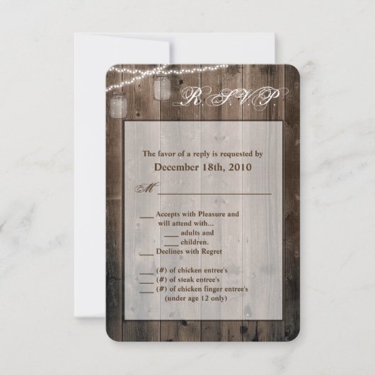 3.5x5 R.S.V.P. Kaart Mason Jar String Lights Schuu (Voorkant)