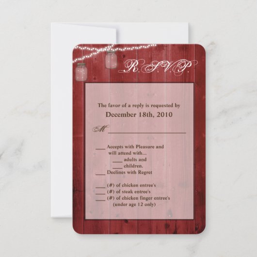 3.5x5 R.S.V.P. Kaart Mason Jar String Lights Wood (Voorkant)