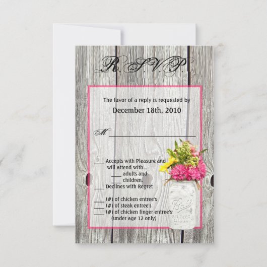 3.5x5 R.S.V.P. Kaart Mason Jar Wildbloemen Schuur (Voorkant)