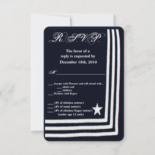 3.5x5 R.S.V.P. Kaart Navy Zomerjurk Blues Unifo (Voorkant)