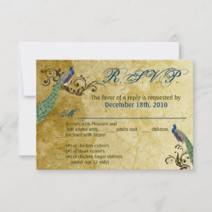 3.5x5 R.S.V.P. Kaart Peacock Feathers Bird