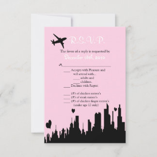 3,5x5 R.S.V.P.-kaart Pink City Line Kaart
