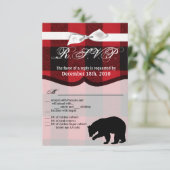 3.5x5 R.S.V.P. Kaart Red Buffalo Plaid Beer Zwart (Staand voorkant)
