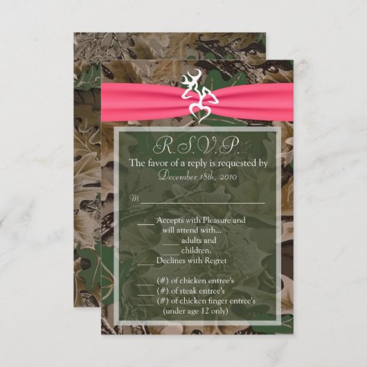 3,5x5 R.S.V.P. Kaart Roze Browning Camo (Voorkant / Achterkant)