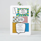 3.5x5 R.S.V.P.-kaart stripboek popart koppel RSVP Kaartje (Staand voorkant)