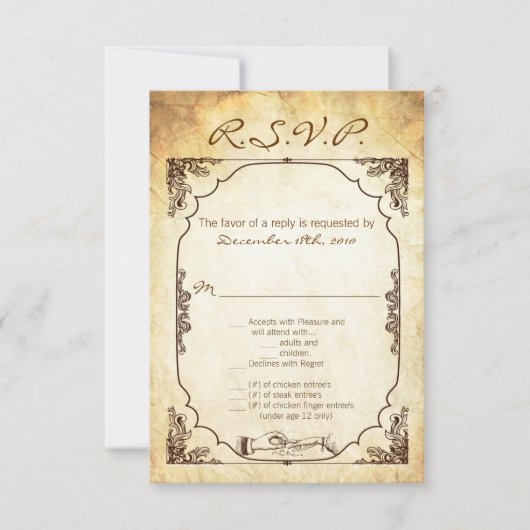 3.5x5 R.S.V.P. kaart Vintage ceremonie ringuitwiss (Voorkant)