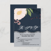 3.5x5 R.S.V.P. Kaart Witte Bloemen op Dark B (Voorkant / Achterkant)
