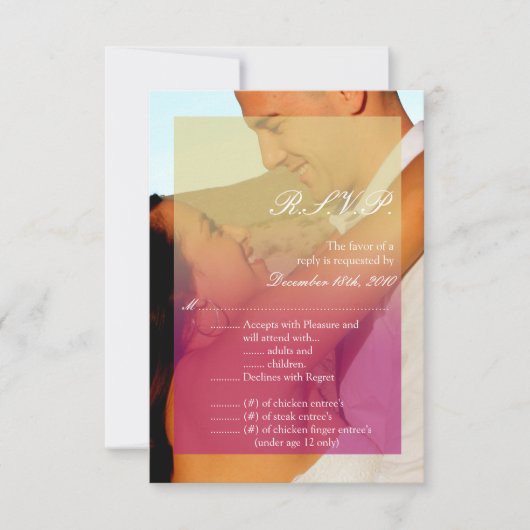 3.5x5 R.S.V.P.-kaart Zonsondergang vervaagd Roze T Kaart (Voorkant)