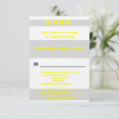 3,5x5 R.S.V.P. Modern Neon Stripe Yellow Retro Kaart (Staand voorkant)