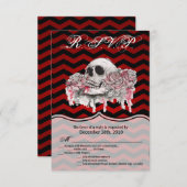 3,5x5 R.S.V.P Rose de crâne de carte Gothic Chevro (Devant / Derrière)