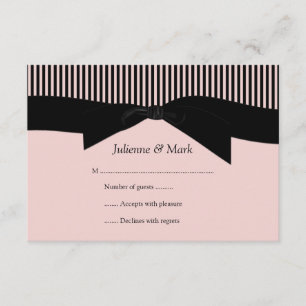 3,5x5 Roze en Zwarte Stripes RSVP Kaartje