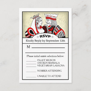 3.5x5 RSVP Menu Kaart - King & Queen Spelen Kaart