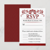 3.5x5 RSVP-menukaart - Rode elegante Valentijnse RSVP Kaartje (Voorkant / Achterkant)