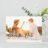 3.5x5 Stijlvolle handgeschreven foto Save The Date (Staand voorkant)