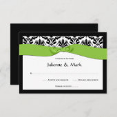 3,5x5 zwarte witte Damask Lime Green RSVP (Voorkant / Achterkant)