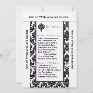 3.5x6 Carte de direction Black Purp Damask