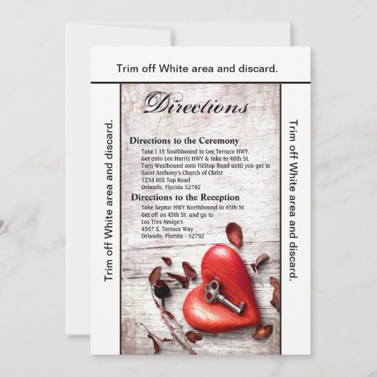 3.5x6 Carte de direction Pays Bois Clé de mon coeu (Devant)