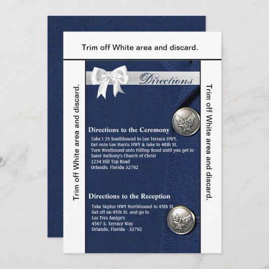 3.5x6 Carte de direction Uniforme de classe A de l (Devant / Derrière)