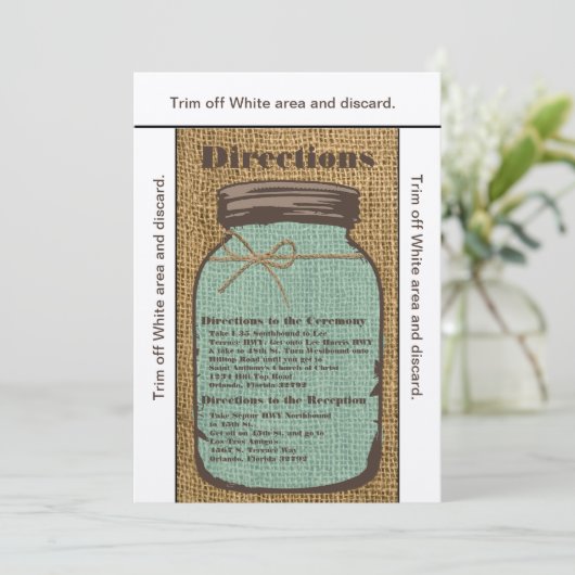 3.5x6 Directiekaart Mason Jar Burlap Country Rus Kaart (Staand voorkant)