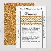 3.5x6 Direction Card Gold Glitter Chevron Stripe Kaart (Voorkant / Achterkant)