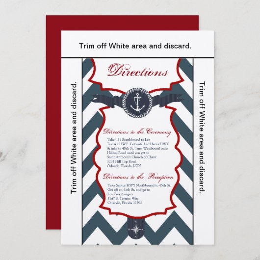 3.5x6 Direction Card Nautical Anchor Compass Ocea Kaart (Voorkant / Achterkant)