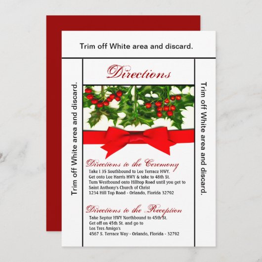 3.5x6 Directions Carte Baughs Holly Berry Noël (Devant / Derrière)