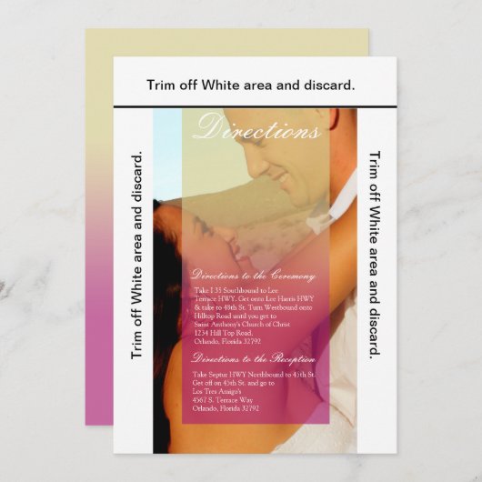 3.5x6 Directions Carte Coucher de soleil Fade rose (Devant / Derrière)