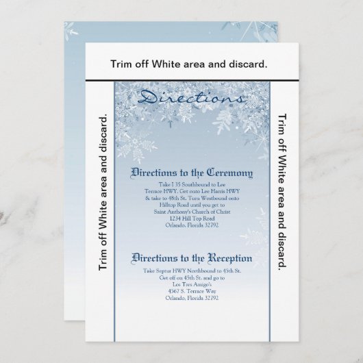 3.5x6 Directions Carte Crystal Snowflakes hiver (Devant / Derrière)