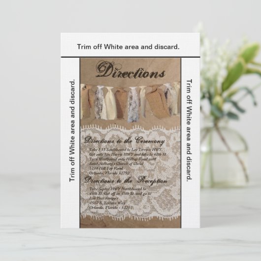 3.5x6 Directions Carte Kraft Bag Bac à dentelle en (Debout devant)