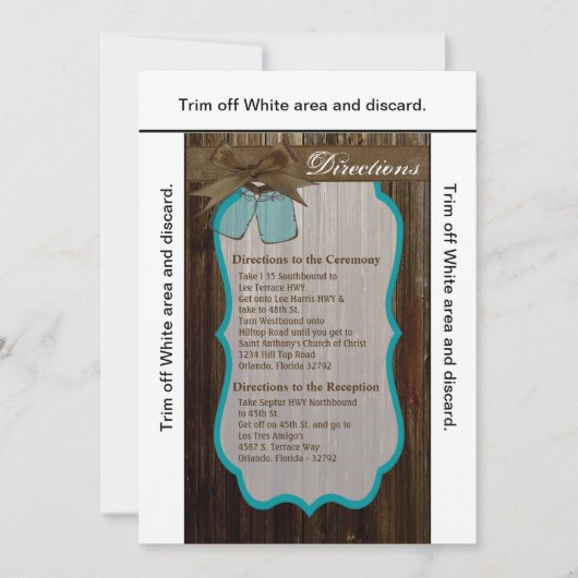 3.5x6 Directions Carte Mason Jar Initiales Rustiqu (Devant)