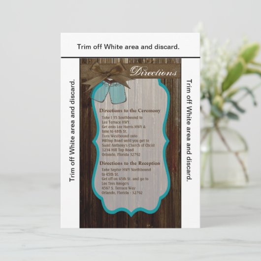 3.5x6 Directions Carte Mason Jar Initiales Rustiqu (Debout devant)