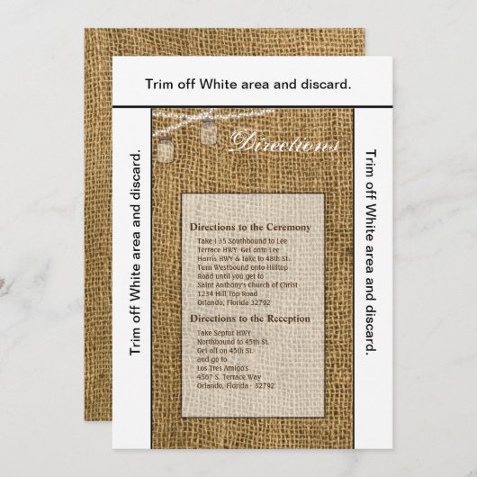 3.5x6 Directions Carte Mason Jar String Lights Bur (Devant / Derrière)