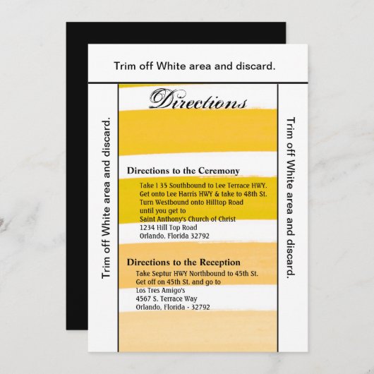 3.5x6 Directions Carte Ombre Stripe Yello Line Fad (Devant / Derrière)